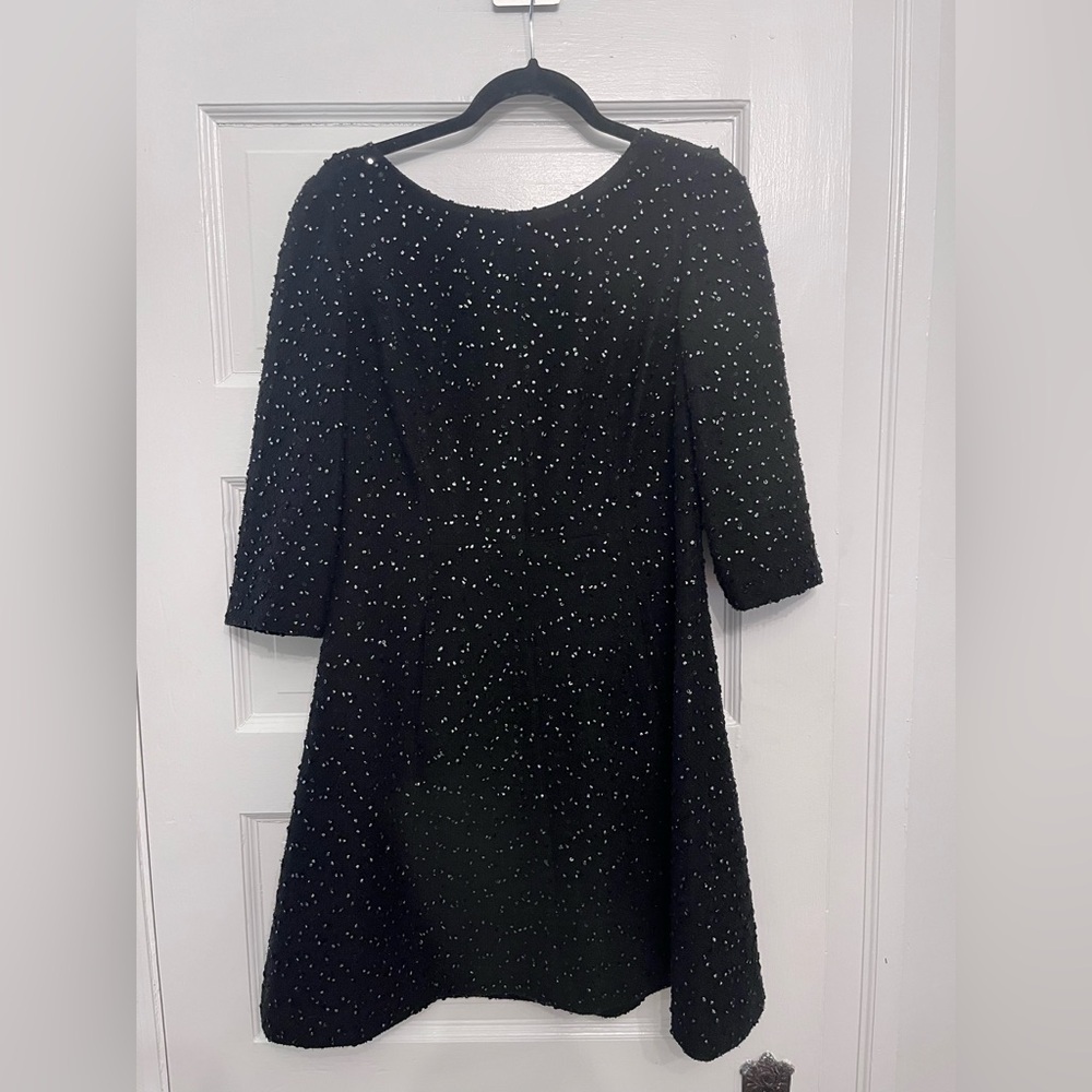 Vince Camuto Black Textured Dress with half sleeve